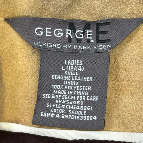 GEORGE by Mark Eisen Ladies Genuine Leather Jacket Saddle Tan Zip Front L 12 14 - Picture 2 of 11